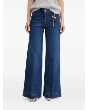Fracomina Charm-Detail Wide-Leg Jeans - Blue