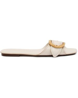 Zimmermann Solena Buckle-Detail Square-Toe Sandals - White