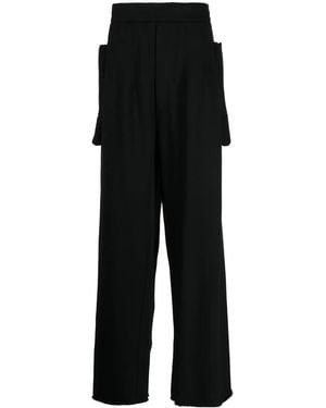 Random Identities Detailed-Pocket Wide-Leg Trousers - Black