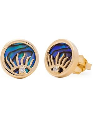 Eden Presley 14K Abalone Diamond Earrings - Blue