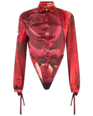 Roberto Cavalli Abstract-Print Bodysuit - Red