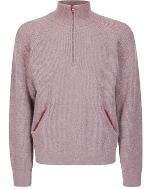 Hiking Patrol Zip-Fastening Raglan-Sleeve Sweater - Purple