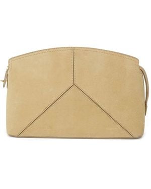 Victoria Beckham Victoria Suede Zip-Fastening Clutch Bag - Natural