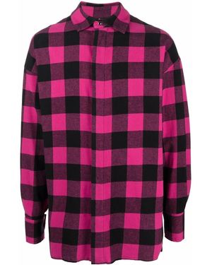 Palm Angels Check Print Logo Shirt - Pink