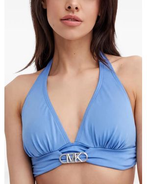 MICHAEL Michael Kors Logo-Plaque Bikini Top - Blue