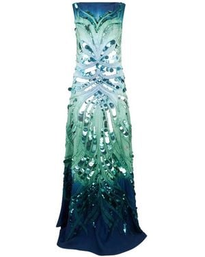 Alberta Ferretti Sequin-Embellished Silk Maxi Dress - Blue