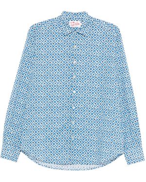 Mc2 Saint Barth Geometric-Print Shirt - Blue