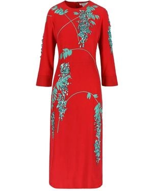 BERNADETTE Kleid Mit Blumenstickerei - Rot