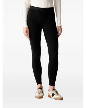 Guess Ribbed-Knit Logo-Patch Leggings - Black