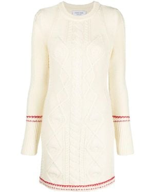 Marine Serre Cable-Knit Wool Dress - Natural