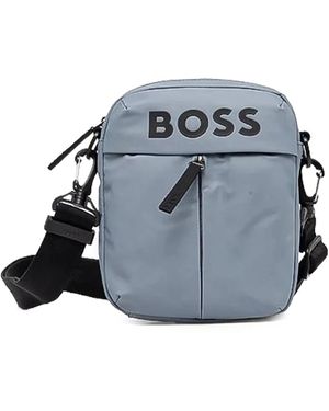 BOSS ロゴアップリケ ベルトバッグ - ブルー