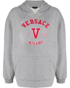 Versace Appliqué Logo Hoodie - Grey