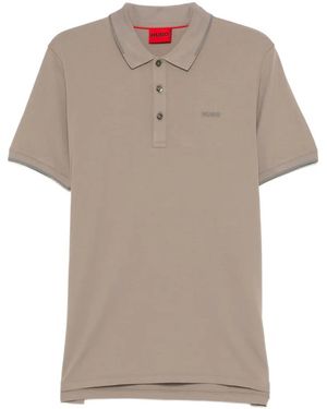 HUGO Logo-Printed Polo Shirt - Grey