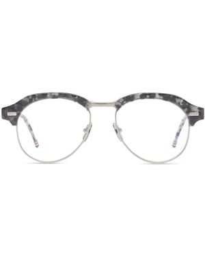 Thom Browne Tortoiseshell-Effect Browline-Frame Glasses - Gray