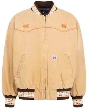 Needles Loose B.B. Butterfly-Embroidered Sulfur-Dyed Jacket - Natural