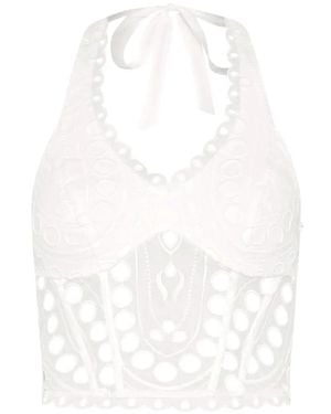 Charo Ruiz Scalloped Halterneck Top - White