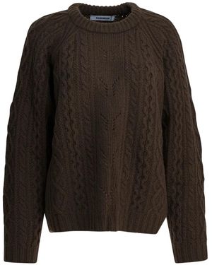 Sandbeige Cable-Knit Crew-Neck Knitwear - Brown