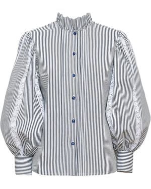 Loretta Caponi Anastasia Striped Blouse - Gray