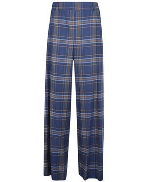 Niu Checked Wide-Leg Pants - Blue