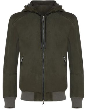 Franzese Collection Suede Hooded Jacket - Green