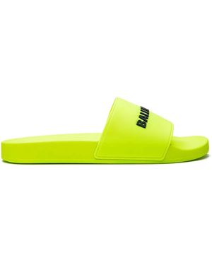 Balenciaga Sandali Slides Con Stampa - Giallo