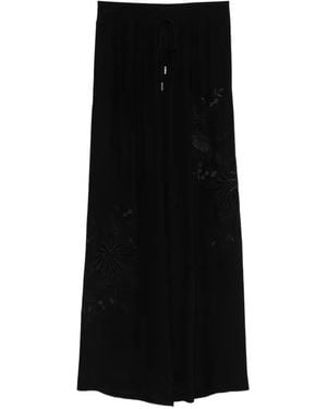 Ermanno Scervino Floral-Embroidered Trousers - Black