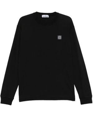 Stone Island コンパスパッチ ロングtシャツ - ブラック