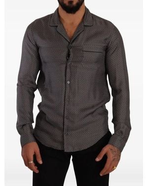 Dolce & Gabbana Geometric-Pattern Silk Pyjamas - Grey