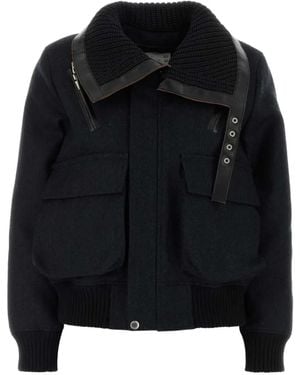 Sacai Panelled Wool Puffer Jacket - Black