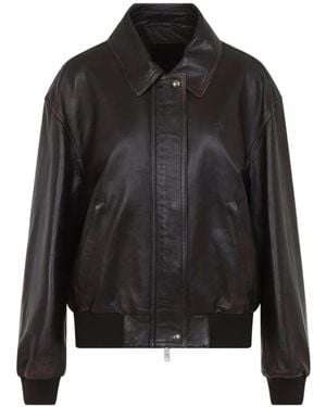 Prada Bomberjacke Aus Leder - Schwarz