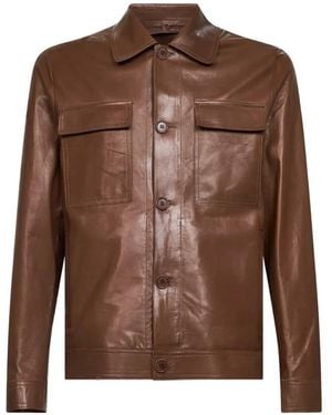Salvatore Santoro Plongé Leather Jacket - Brown