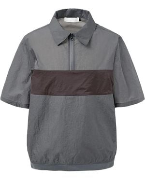 Amomento Doorzichtig Poloshirt Met Colourblocking - Grijs