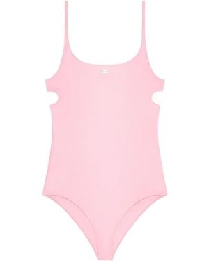 Courreges Logo-Embroidered Cut-Out Swimsuit - Pink