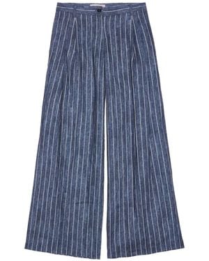 ERMANNO FIRENZE Pinstripe-Pattern Pleated Pants - Blue