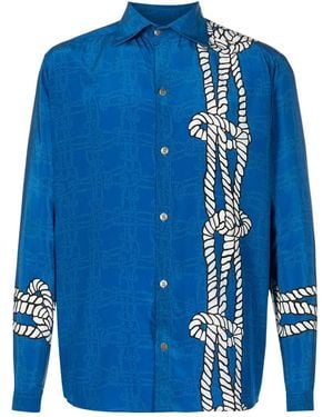 Amir Slama Rope-Print Shirt - Blue