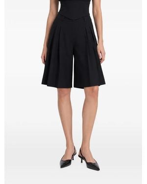 Hamza Kimi Knife-Pleat Shorts - Black