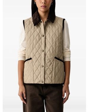 Barbour Darwen Gewatteerde Bodywarmer Met Ribfluwelen Kraag - Naturel