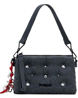 Desigual X Disney Sac À Bandoulière Mickey Mouse Médium En Jean - Black