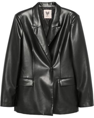 Aniye By Single-Breasted Faux-Leather Blazer - Black