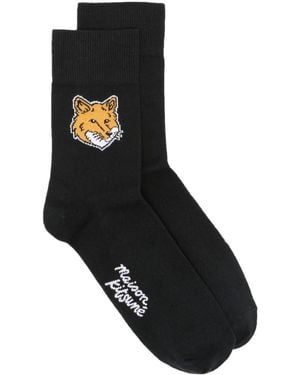 Maison Kitsuné Fox-head Socks - 40-45 Black