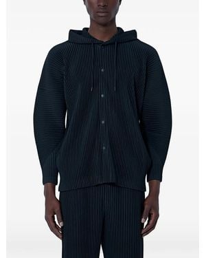 Homme Plissé Issey Miyake Veste Plissée À Capuche - Blue