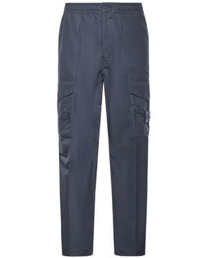 Stone Island Cotton Straight-Leg Trousers - Blue