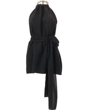 Carolina Herrera チェーンストラップ ホルターネックトップ - ブラック