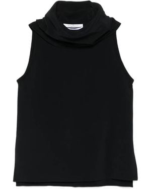 Another Tomorrow Cowl-Neck Tank Top - Black