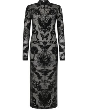 Philipp Plein Midi Open-Back Dress - Black