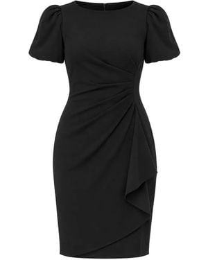 DKNY Ruffled Ruched-Detail Mini Dress - Black