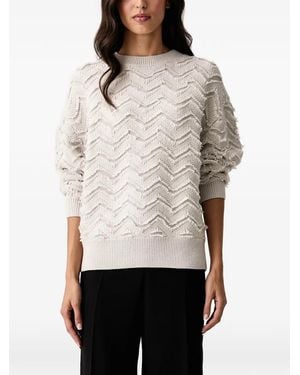 ARMANI EXCHANGE Chevron-Knit Fringed Sweater - White
