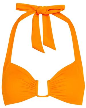 Away That Day Ruched U-Bar Bikini Top - Orange