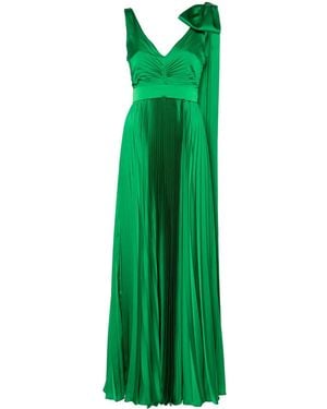 Nissa Bow-Detail Pleated Maxi Dress - Green