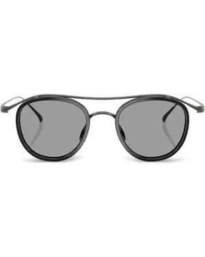 Giorgio Armani Lunettes De Soleil Rondes À Double Pont - Grey